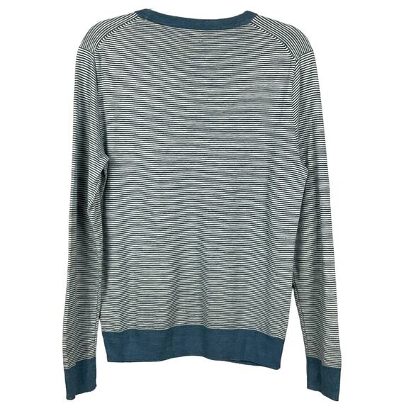 J. Crew Mens Linen Cotton Crewneck Sweater Heather Microstripe Blue White sz S - Picture 4 of 13